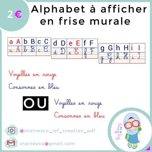alphabet frise murale couleur montessori
